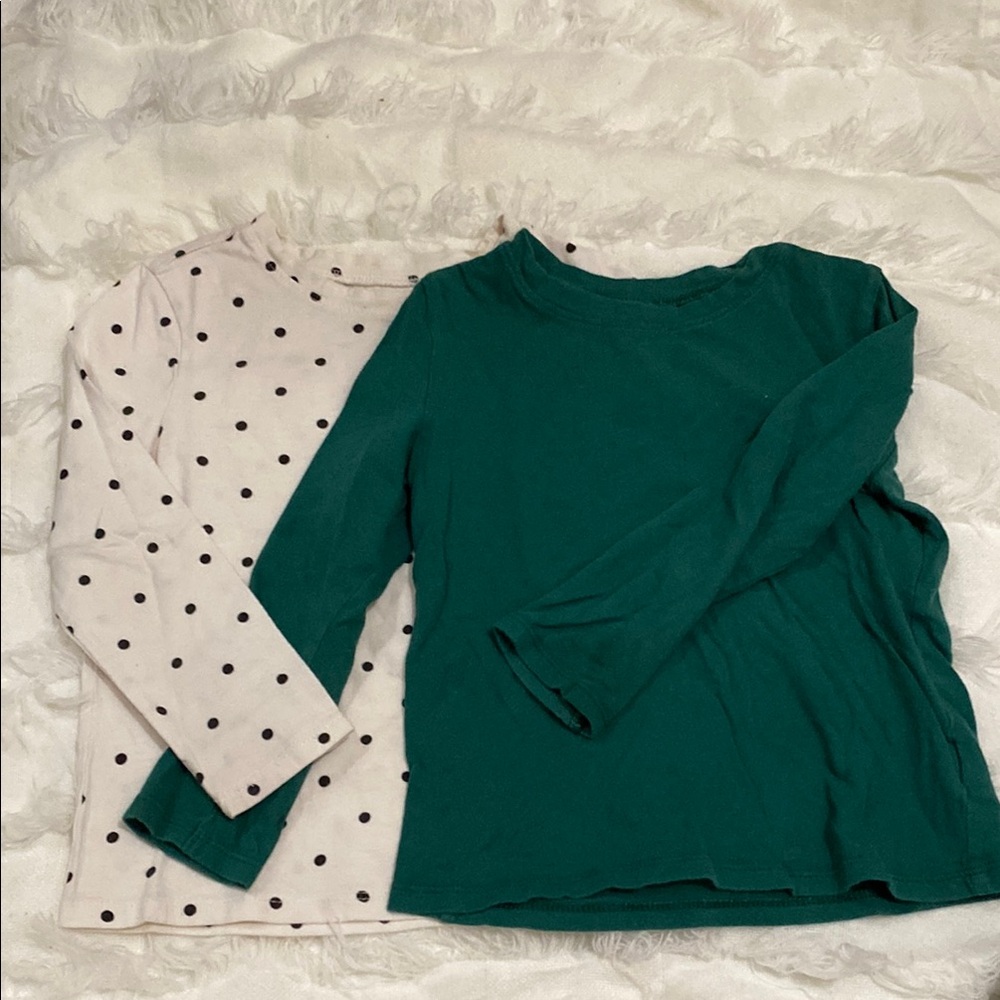Polka Dot and Green Long Sleeve Tops